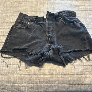 Levi's Black Distressed Cutoff Denim Shorts